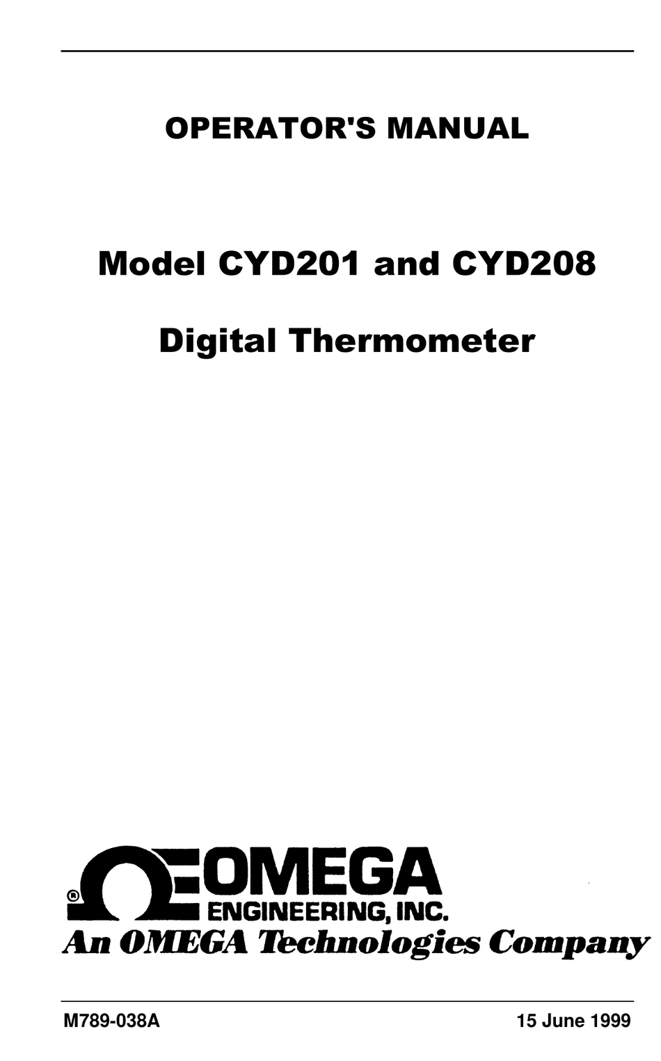 OMEGA ENGINEERING CYD201 OPERATOR'S MANUAL Pdf Download ManualsLib