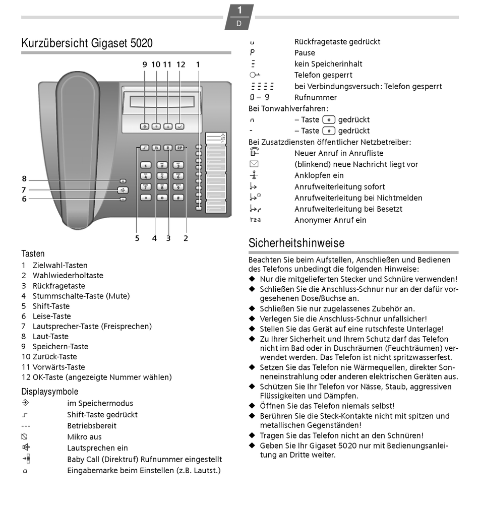 GIGASET 5020 MANUAL Pdf Download | ManualsLib