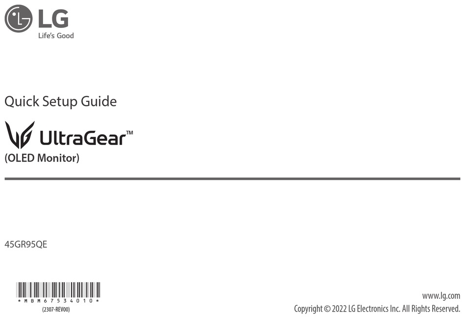 LG ULTRAGEAR 45GR95QE QUICK SETUP MANUAL Pdf Download | ManualsLib