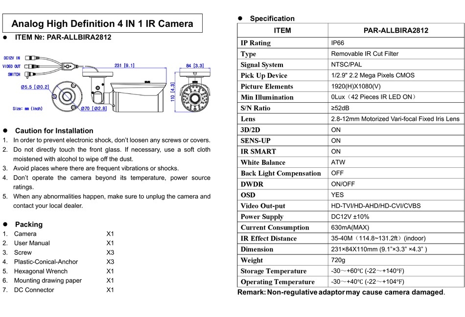 INVID PARALLBIRA2812 QUICK START MANUAL Pdf Download ManualsLib
