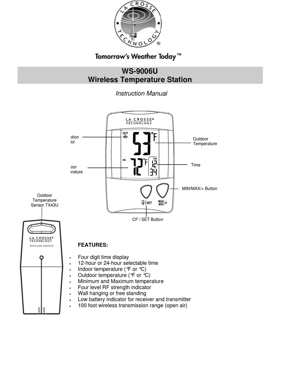 La Crosse Technology Ws U Instruction Manual Pdf Download Manualslib