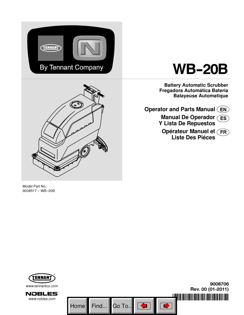 TENNANT NOBLES WB20B OPERATOR AND PARTS MANUAL Pdf Download ManualsLib