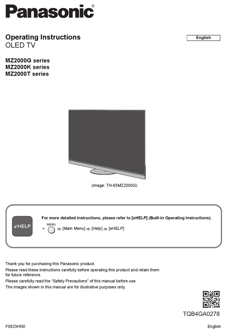 PANASONIC MZ2000G SERIES OPERATING INSTRUCTIONS MANUAL Pdf Download ...