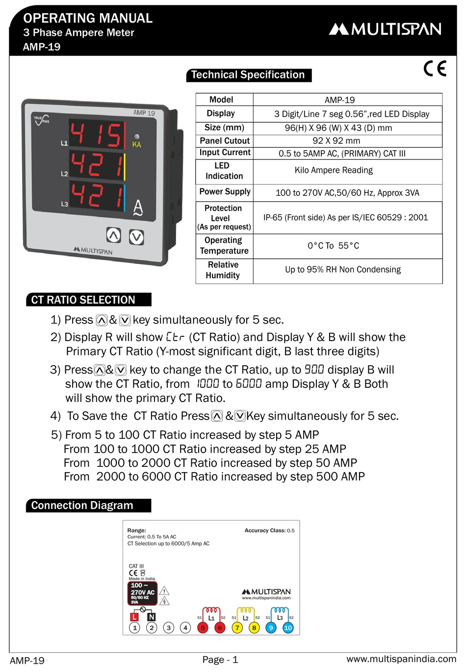 MULTISPAN AMP-19 OPERATING MANUAL Pdf Download | ManualsLib