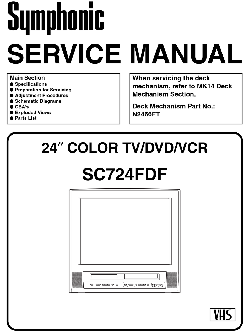 SYMPHONIC SC724FDF SERVICE MANUAL Pdf Download | ManualsLib