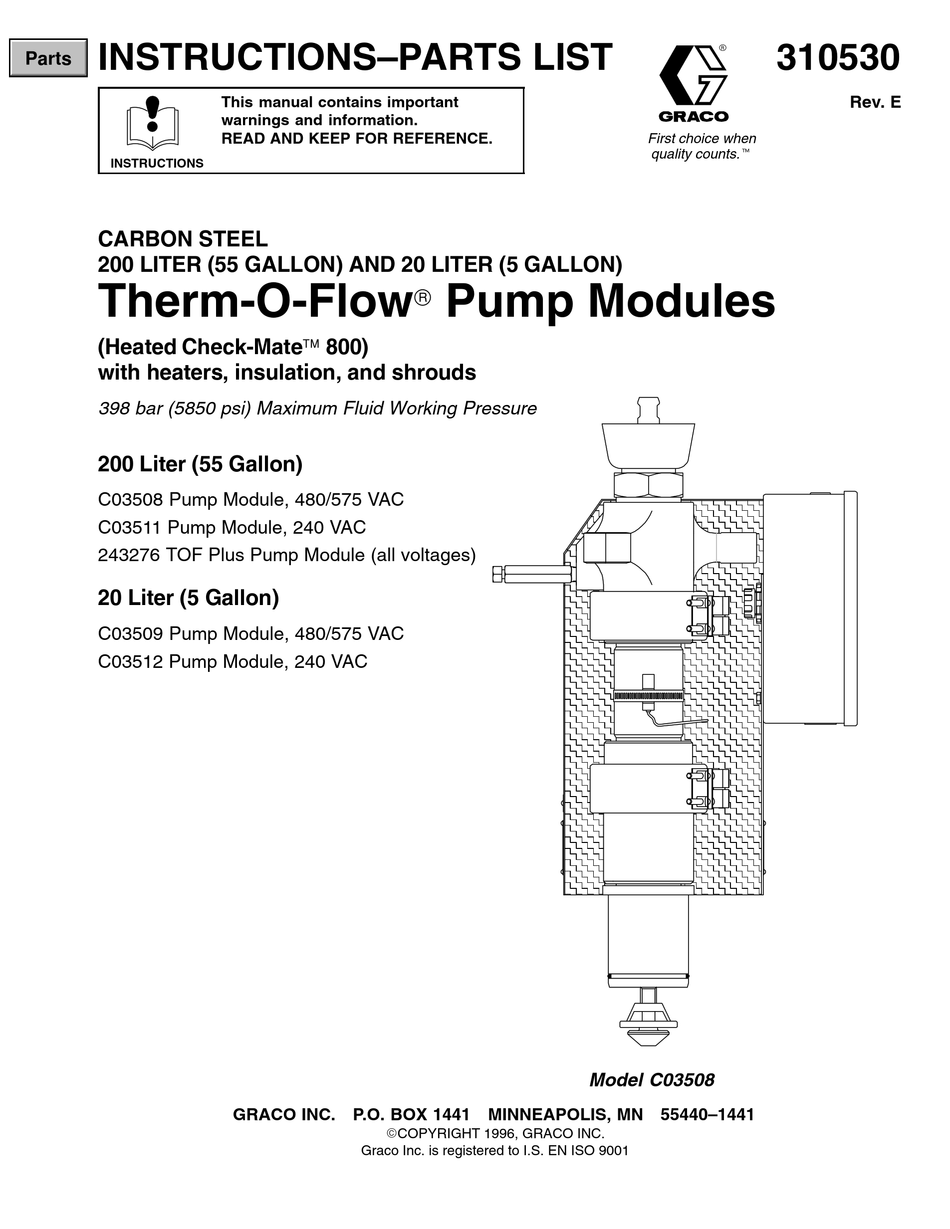 GRACO THERM-O-FLOW C03508 INSTRUCTIONS AND PARTS Pdf Download | ManualsLib