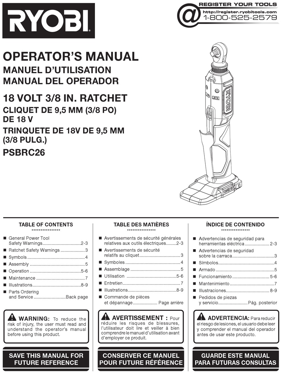 RYOBI PSBRC26 OPERATOR'S MANUAL Pdf Download | ManualsLib