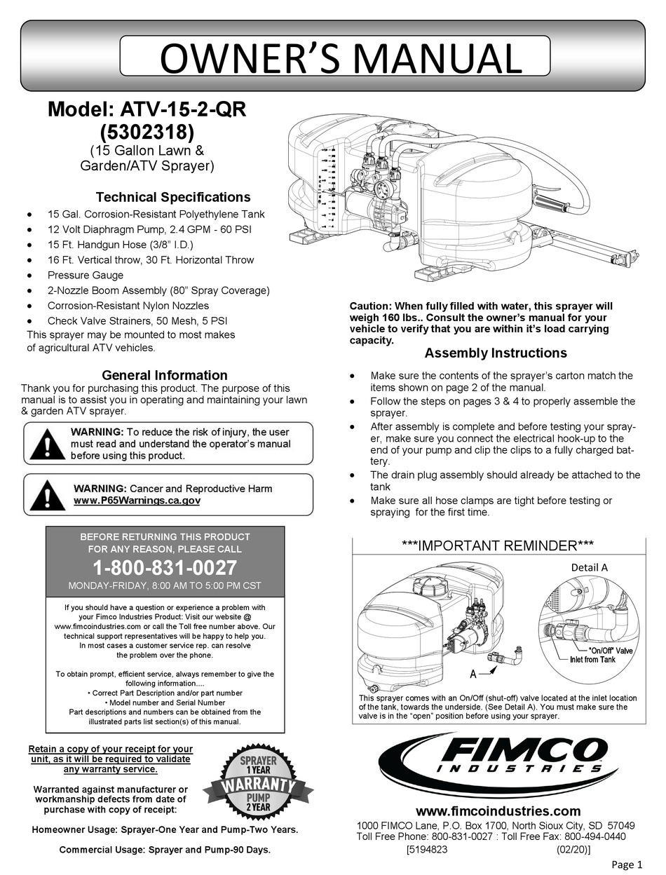 FIMCO 5302318 OWNER'S MANUAL Pdf Download | ManualsLib