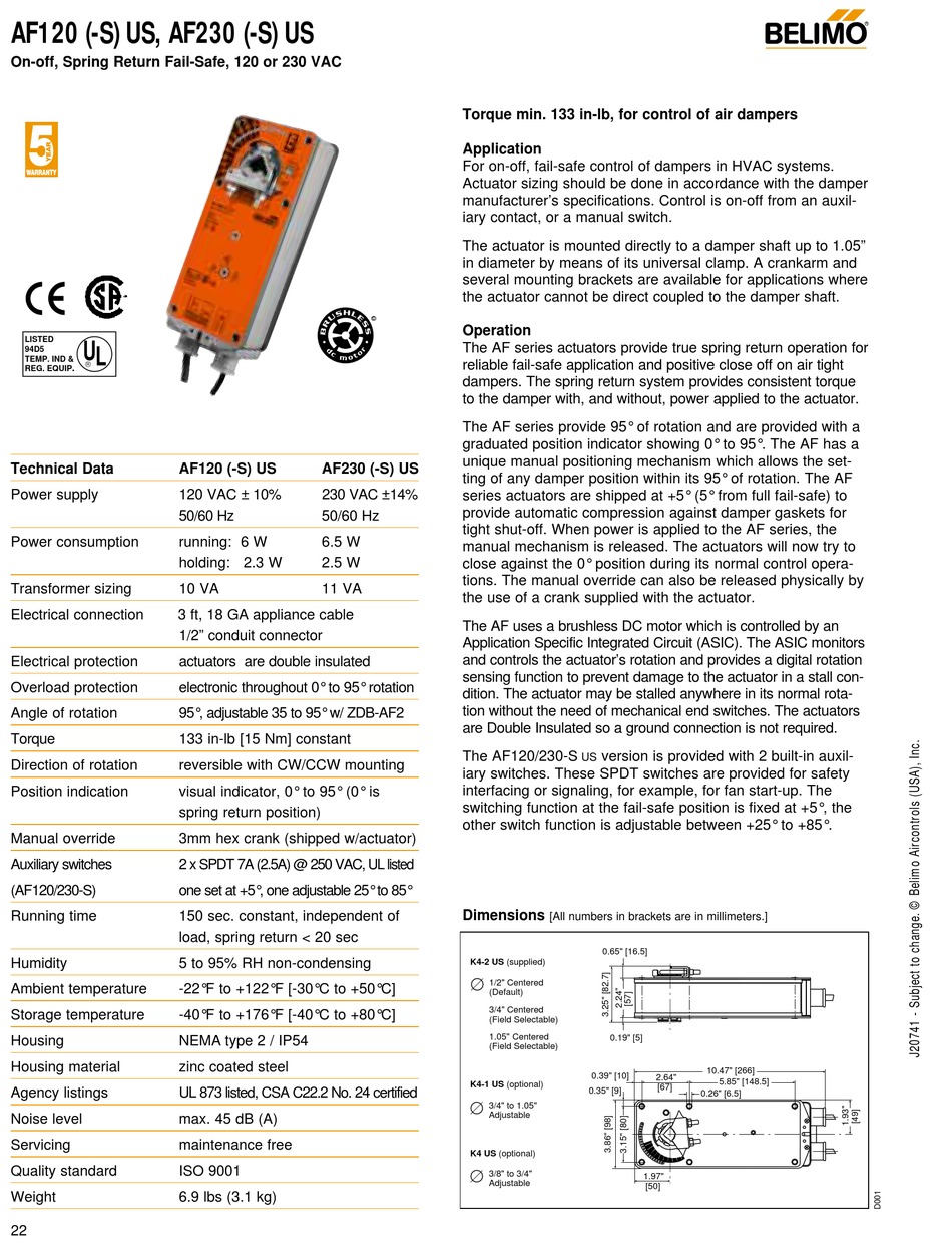 Belimo Af Us Manual Pdf Download Manualslib