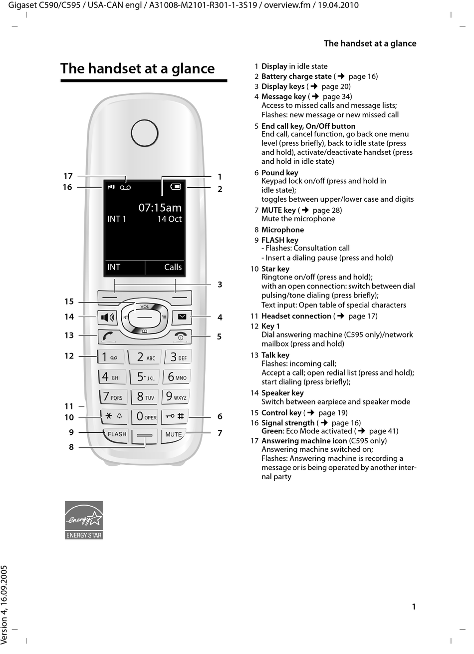 GIGASET C595 OPERATING INSTRUCTIONS MANUAL Pdf Download | ManualsLib