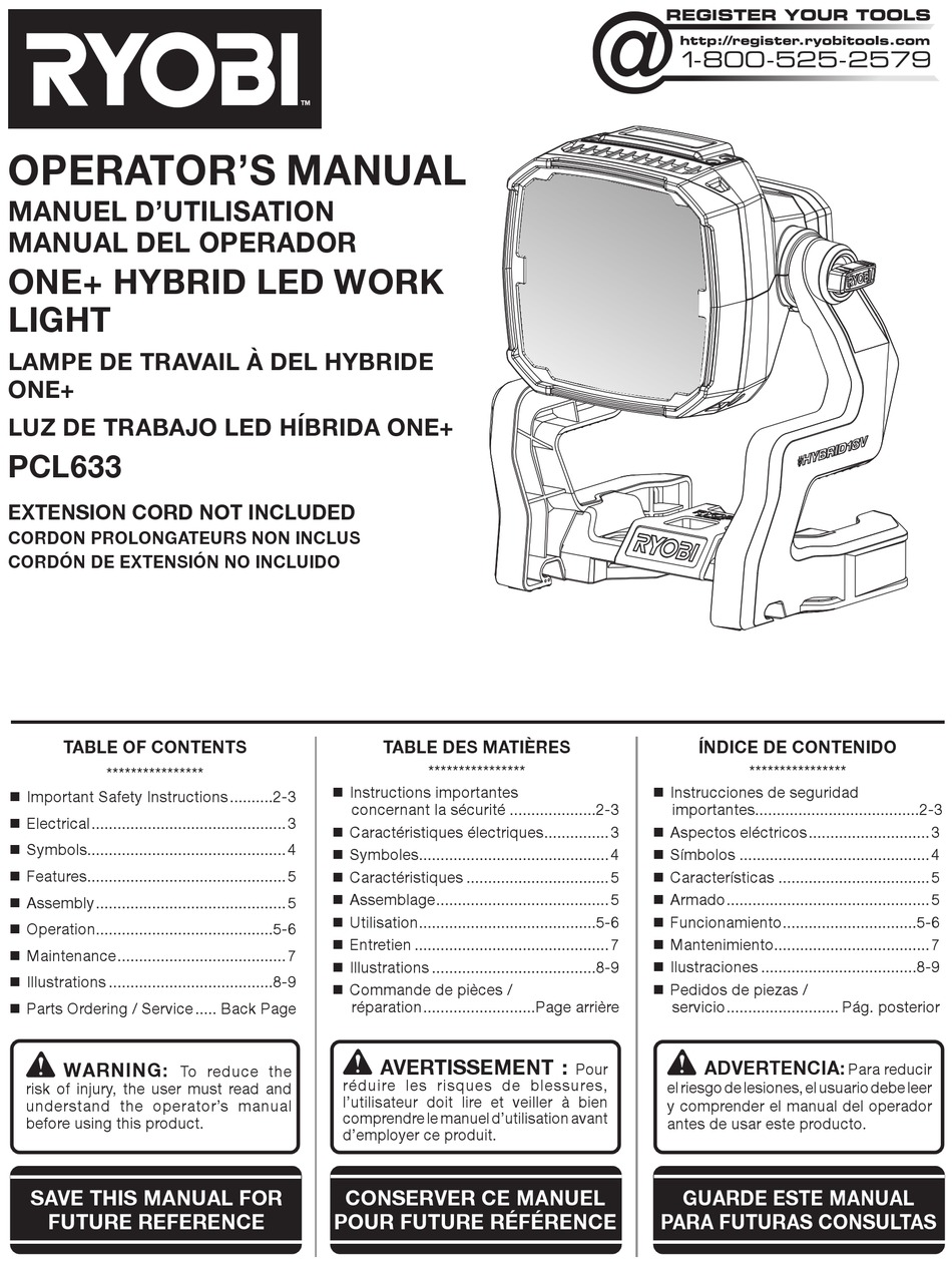 Ryobi Pcl Operator S Manual Pdf Download Manualslib