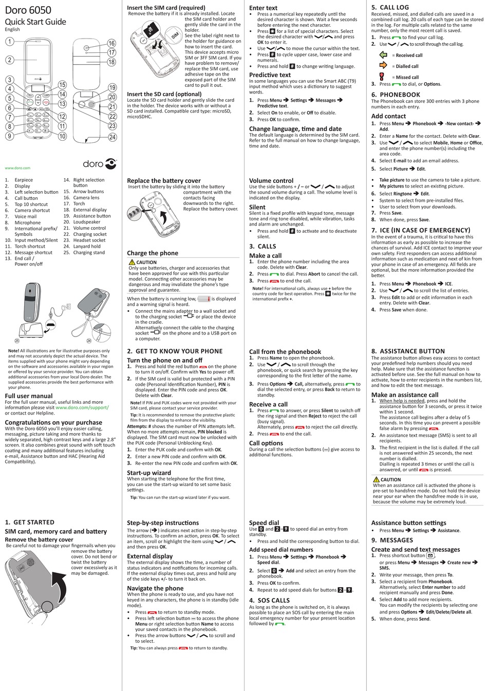 DORO 6050 QUICK START MANUAL Pdf Download | ManualsLib