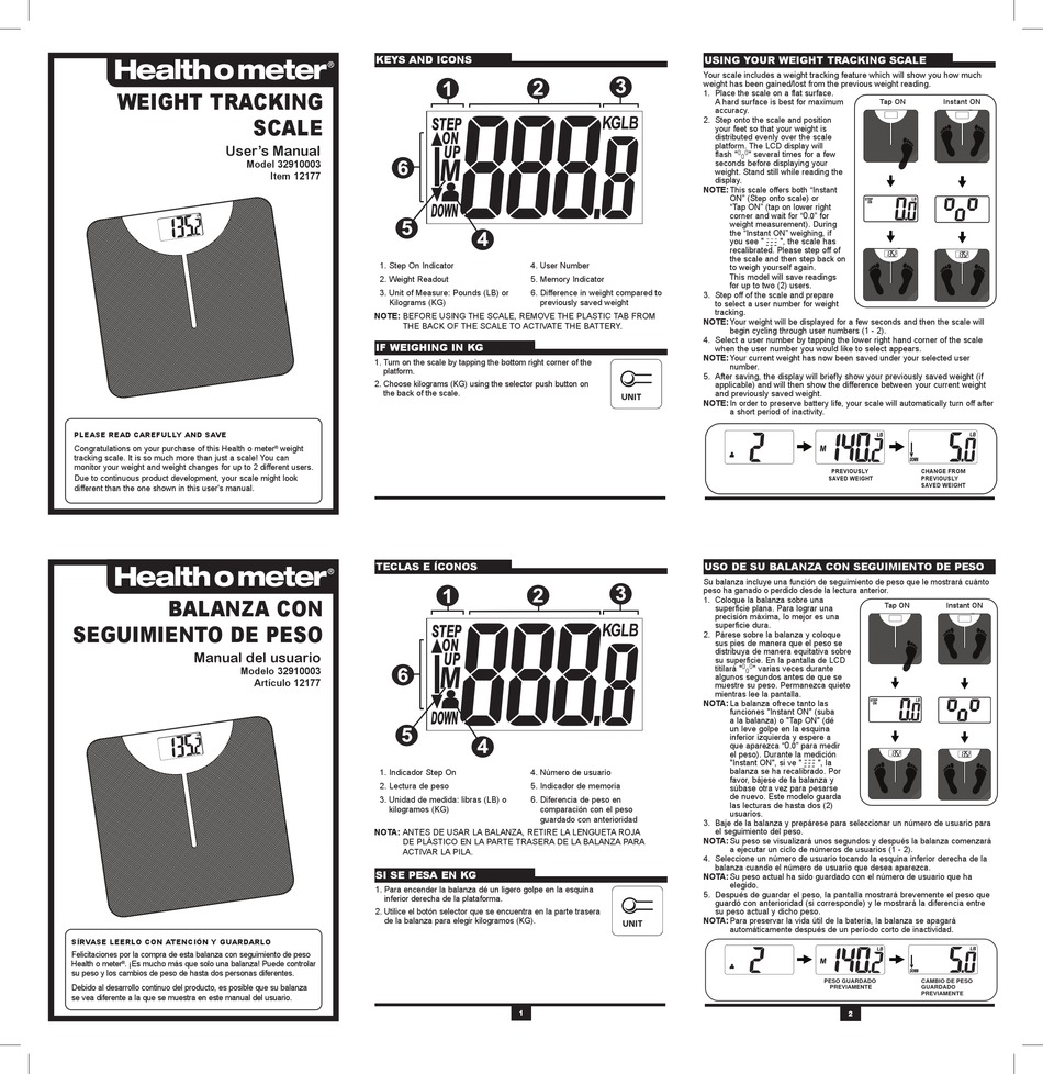 HEALTH O METER 32910003 USER MANUAL Pdf Download ManualsLib