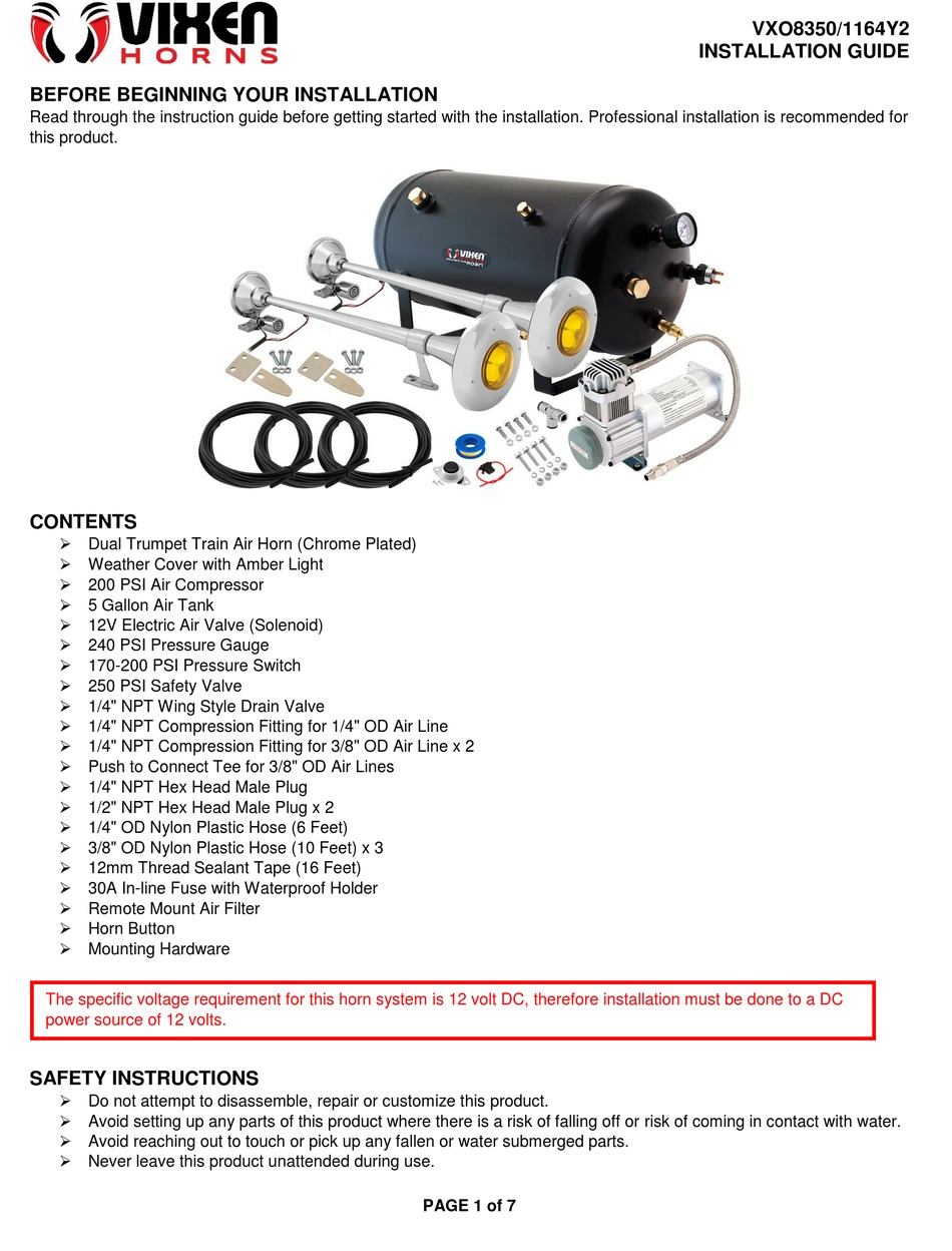 Vixen Horns Vxo Y Installation Manual Pdf Download Manualslib