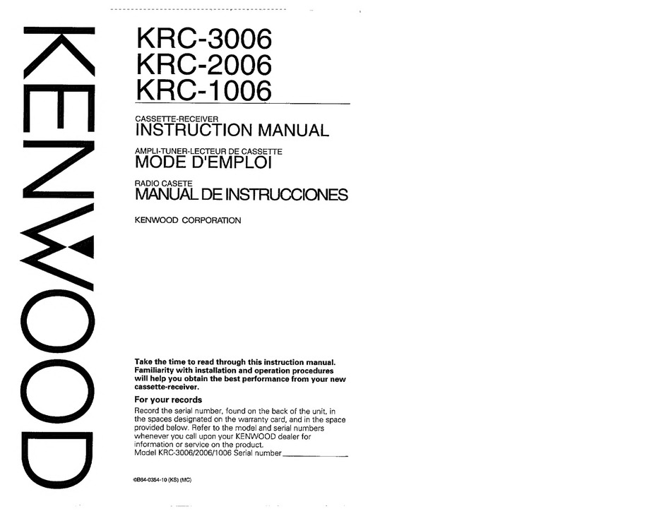 KENWOOD KRC-3006 INSTRUCTION MANUAL Pdf Download | ManualsLib