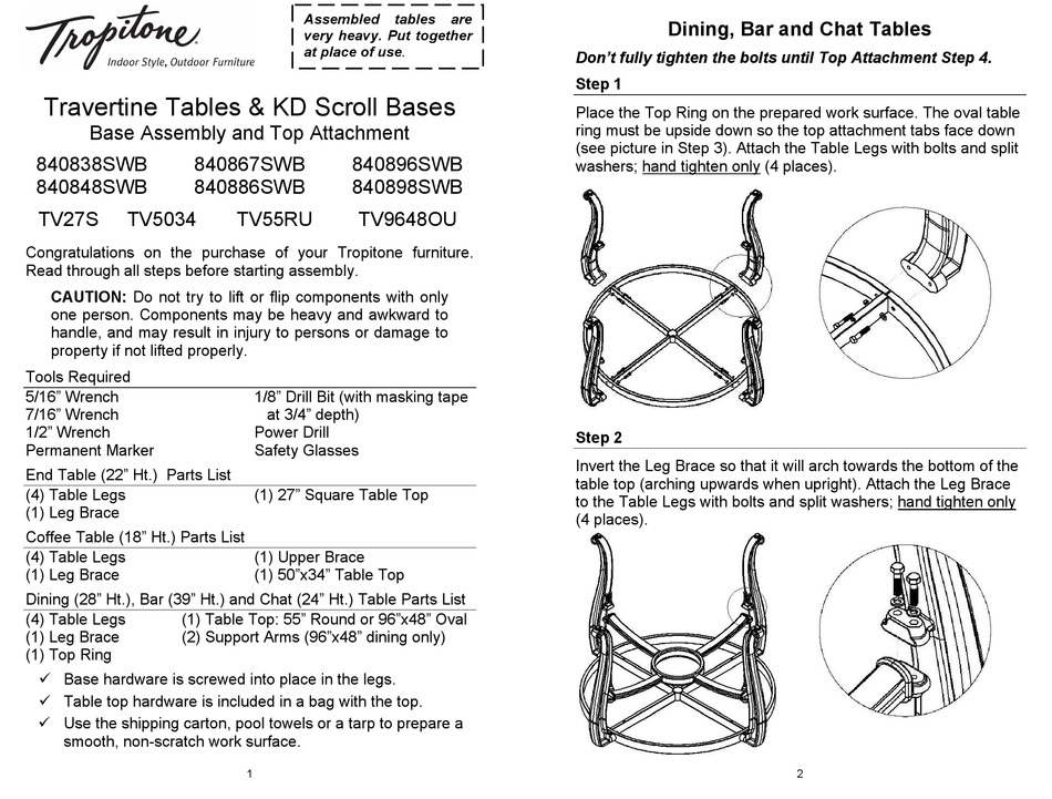 TROPITONE 840838SWB MANUAL Pdf Download ManualsLib