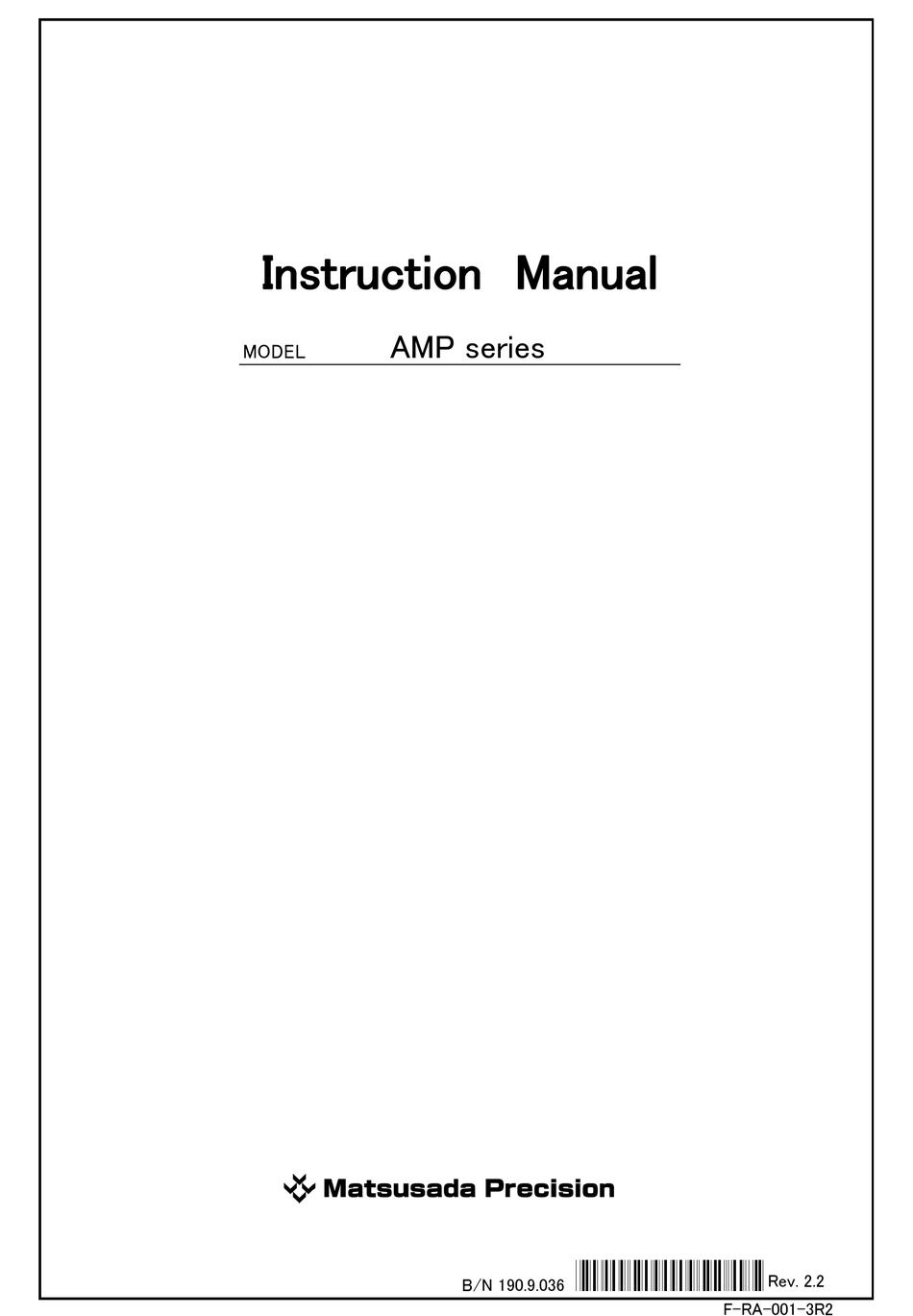 MATSUSADA PRECISION AMP SERIES INSTRUCTION MANUAL Pdf Download | ManualsLib