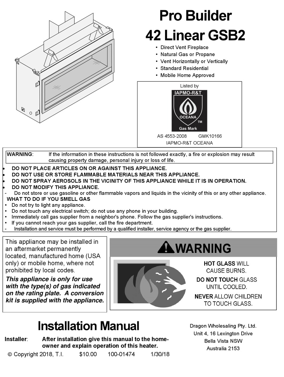 TRAVIS INDUSTRIES PRO BUILDER 42 LINEAR GSB2 INSTALLATION MANUAL Pdf ...