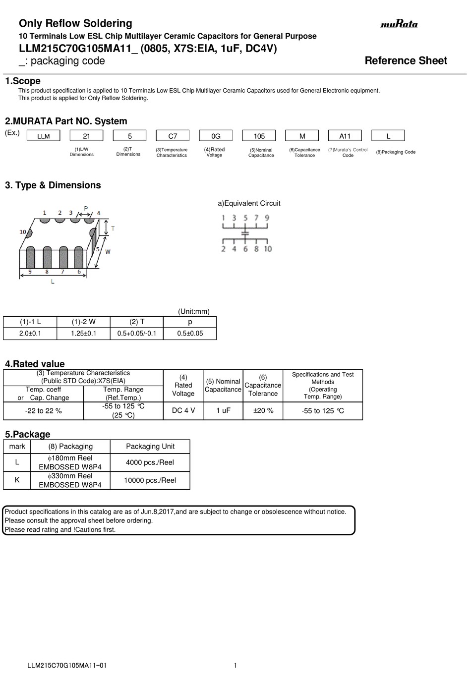 Murata Llm C G Ma Series Reference Sheet Pdf Download Manualslib