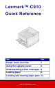 Lexmark C 910 Quick Reference Manual