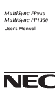 NEC MultiSync FP950 User Manual