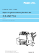 Panasonic DA-PC700 Operating Instructions Manual