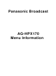 Panasonic AG AG-HPX170 Menu Information