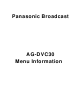 Panasonic DV PROLINE AG-DVC30 Menu Information