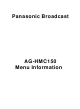 Panasonic AG-HMC150 Menu Information