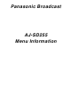 Panasonic AJ-SD255P Menu Information