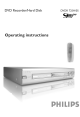 Philips DVDR 725H/05 Operating Instructions Manual