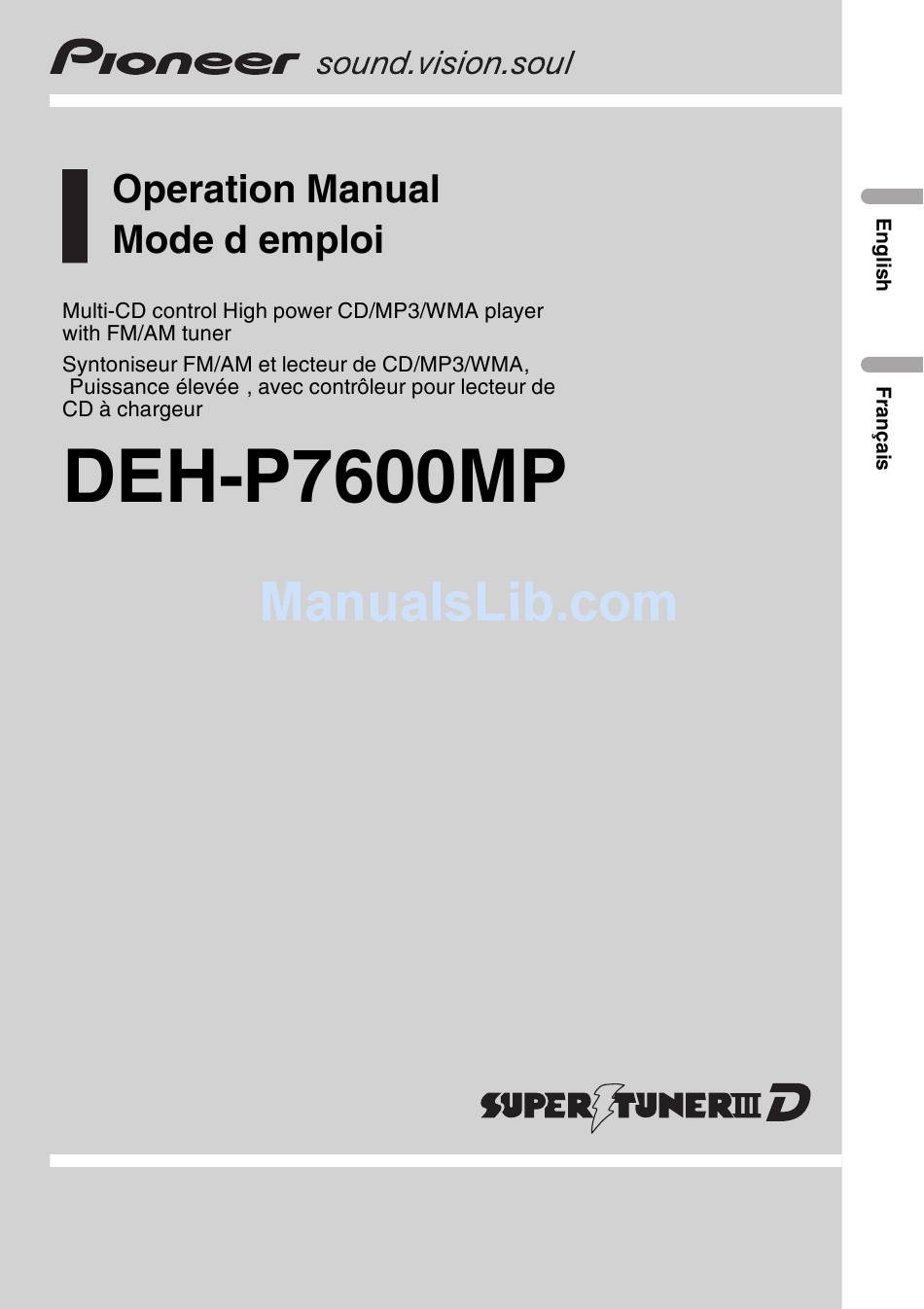 PIONEER DEH-P7600MP OPERATION MANUAL Pdf Download | ManualsLib