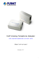 Planet VoIP Analog Telephone Adapter VIP-157S User Manual