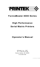 Printek FormsMaster 8000 Operator's Manual