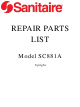 Sanitaire SC881A Repair Parts List Manual
