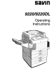 Savin Copier 9220/9220DL Operating Instructions Manual