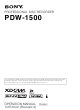 Sony XDCAM PDW-1500 Operation Manual