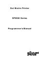Star Micronics DOT MATRIX PRINTER SP2000 Programmer's Manual