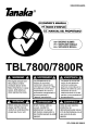 Tanaka TBL7800/7800R Owner's Manual