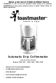 Toastmaster TCM12AW Use And Care Manual