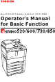 Toshiba E-STUDIO 600 Operator's Manual For Basic Function
