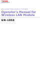 Toshiba WIRELESS LAN MODULE GN-1050 Operator's Manual
