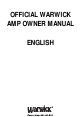 Warwick Pro Tube IV Owner's Manual