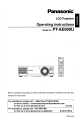 Panasonic PT-AE900UEC Operating Manual