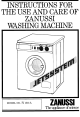 Zanussi FJ1011/A Instructions For The Use And Care