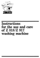 Zanussi Z 818 Instructions For Use And Care Manual