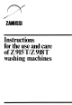 Zanussi Z918T Instructions For The Use And Care