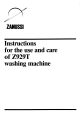 Zanussi Z929T Instructions For The Use And Care