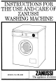 Zanussi FL1012 Instructions For The Use And Care
