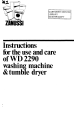 Zanussi WD 2290 Instructions For Use And Care Manual